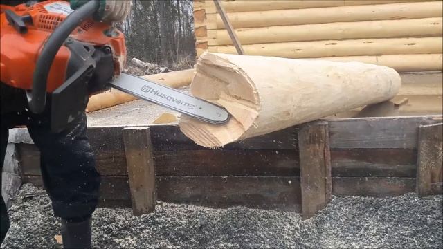 Срубим Сруб Запиливание чаши в столбе смотреть онлайн