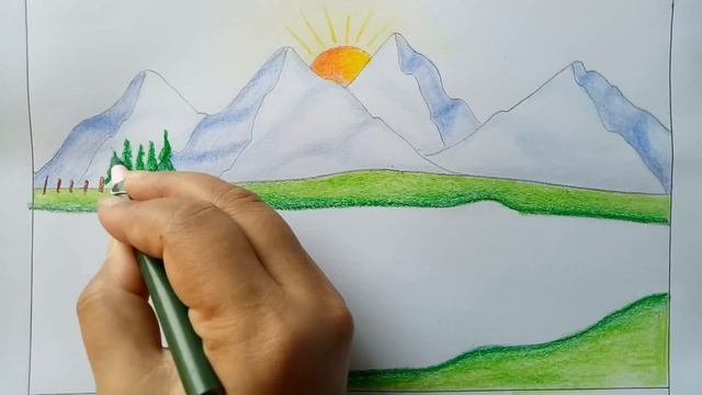 How to draw scenery of mountain Step by step (very easy) || Art video смотреть онлайн
