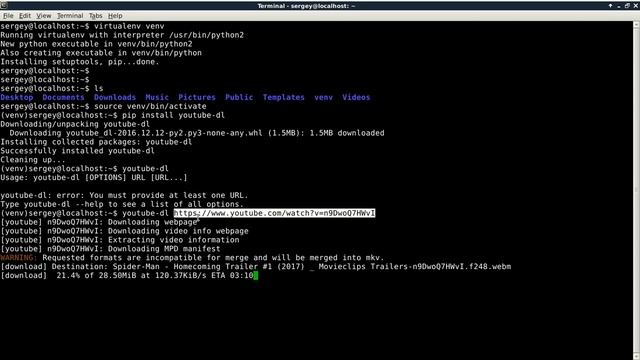 Как скачать видео с youtube с помощью youtube-dl в Linux смотреть онлайн