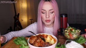 MUKBANG | Пюре, котлеты, борщ, салат, домашняя еда | Puree, meatballs, borscht, salad | не ASMR