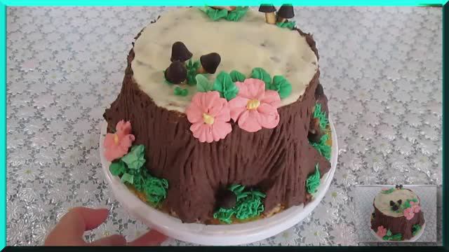 Детский торт "Пенек". Украшение торта своими руками смотреть онлайн