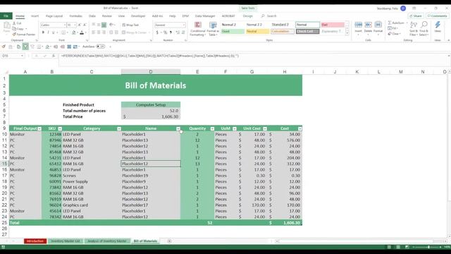 Bill of Materials Excel and Google Sheets Compatible Template Step-by-Step Video Tutorial смотреть онлайн