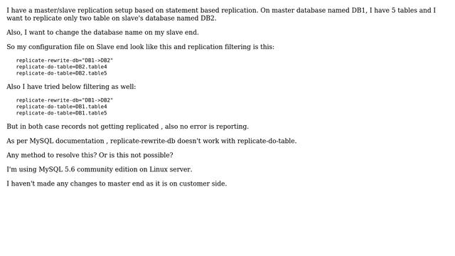 Databases: replication filtering replicate-rewrite and do-table Mysql 5.6 (innodb engine ) смотреть онлайн