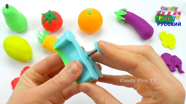 Учим овощи и фрукты | Учим цвета Play Doh | Лепим цветных Животных из Плей До | Мороженое Play Doh смотреть онлайн