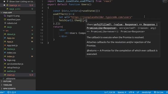 React js pwa tutorial #7 fetch Users data from api | Progressive web app смотреть онлайн