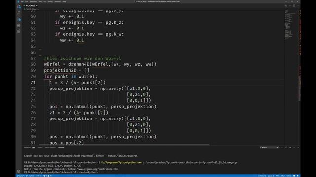 Python lernen, #20 4D Hypercube Rotation, Projektion смотреть онлайн