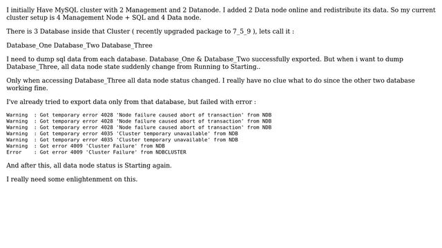 Databases: MySQL Cluster - Data Node Restarting when database corrupt смотреть онлайн