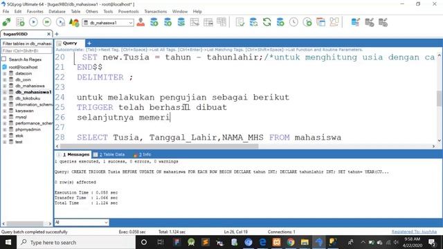 03 Implementasi Penggunaan Trigger Update dalam MySQL смотреть онлайн