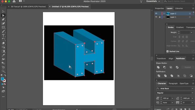 Create a 3D Text in Illustrator 2020. Illustrator Lessons 10 Extrude and Bevel, Blur, Mask смотреть онлайн