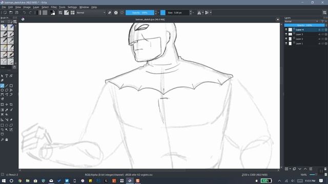 Drawing Batman in Krita смотреть онлайн