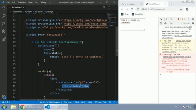 028 - ReactJS - EXEMPLO COM TEXTAREA смотреть онлайн