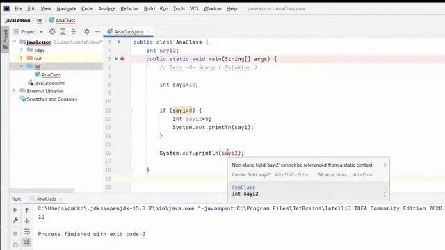 8 - Scope (Blok yapısı) (2021) | JAVA Dersleri смотреть онлайн