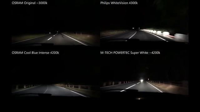 OSRAM Original, Philips WhiteVision, OSRAM Cool Blue Intense, M-TECH Powertec SuperWhite