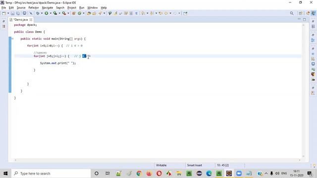 Java program to print the mirrored right down triangle star pattern смотреть онлайн