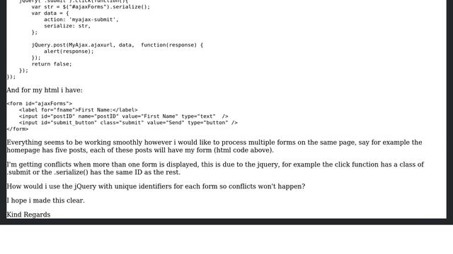Wordpress: Using WP Ajax and jQuery to process multiple forms on the same page? смотреть онлайн