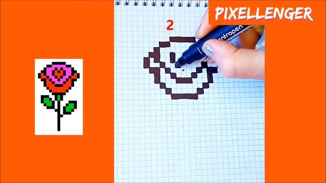 How To Draw Rose Flower Love Heart Simple Picture Pixel Art 如何繪製 कैसे आकर्षित करने के लिए