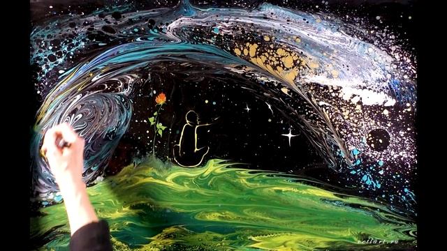 Рисование на воде в технике Эбру, эбру анимация - Маленький принц. Мастер Эбру Анна Ветлужских. смотреть онлайн