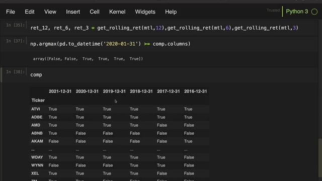 MOMENTUM Trading Strategy on the NASDAQ with Python using multiple lookbacks SURVIVORSHIP BIAS FREE смотреть онлайн
