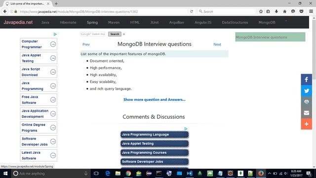List some of the important features of mongoDB.
| javapedia.net смотреть онлайн