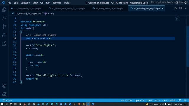 Count all digits | sum of all digits | add first & last digit | reverse all digit | C++ Programs #1 смотреть онлайн