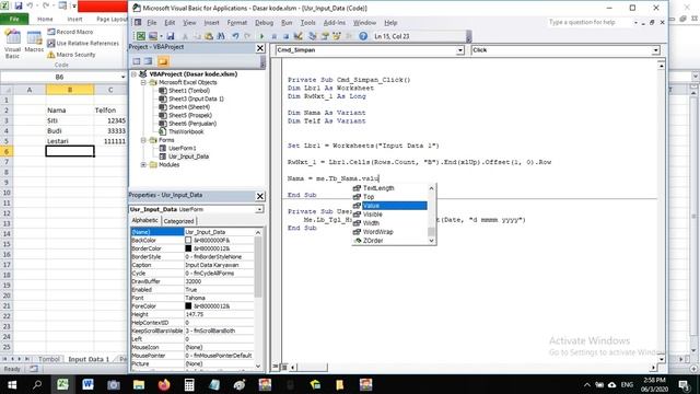 Excel VBA Textbox value input to next empty row in Indonesian смотреть онлайн
