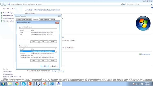 Java Programming.Tutorial no.7. How to set Temporary & Permanent Path in Java by Khezer Mustafa Urd смотреть онлайн
