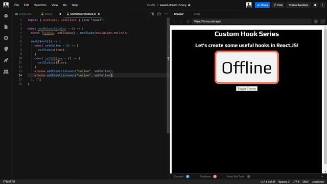 Check Network Status in React.js using custom hook. ? смотреть онлайн