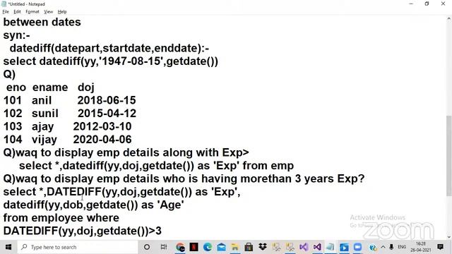Datetime Functions sql-18 смотреть онлайн