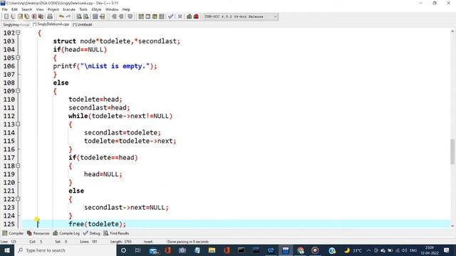 LINKED LIST Data Structures | Delete a node in singly linked list(all cases)| C language смотреть онлайн