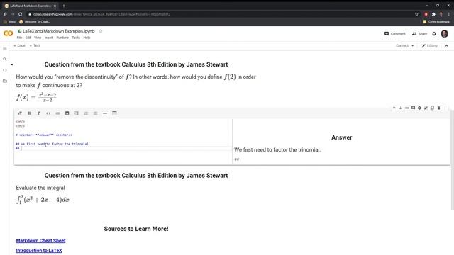 Google Colab - Working With LaTeX And Markdown