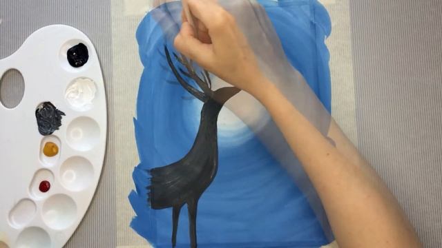 Рисуем оленя в зимнем лесу. Для детей от 6 лет| A deer into the winter forest painting смотреть онлайн