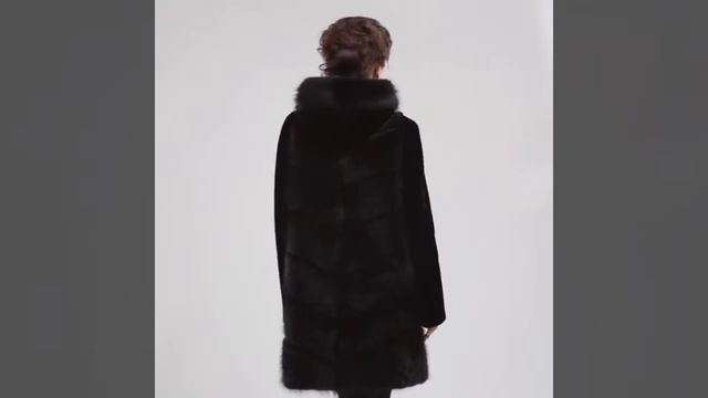 Шуба из бобра 1377 Кз Цвет черный | Меховая фабрика "Соболь" смотреть онлайн
