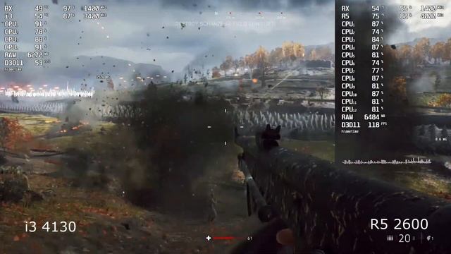 RYZEN 5 2600 vs i3 4130 gaming test смотреть онлайн