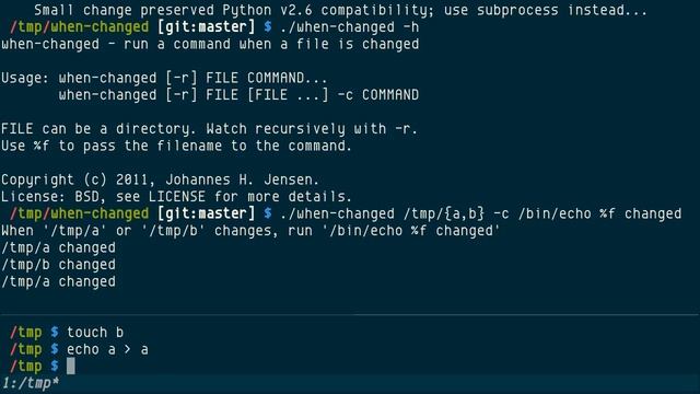 when-changed, run a command on changed files or directories смотреть онлайн