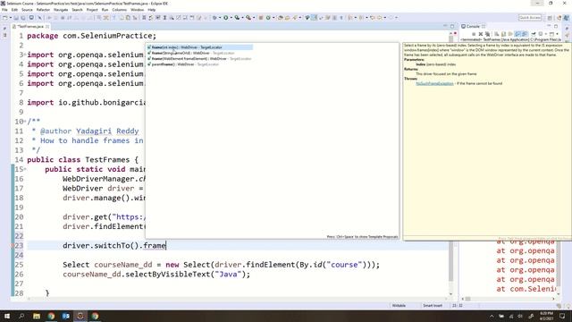 P14 - How to handle frames in a web page using Selenium WebDriver | Selenium | Java | смотреть онлайн
