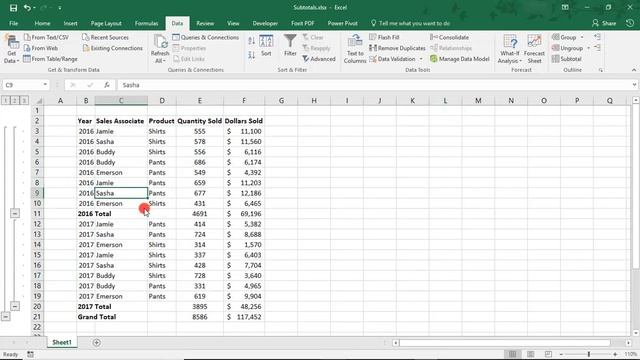 How to Use Subtotal in Excel - Tutorial смотреть онлайн