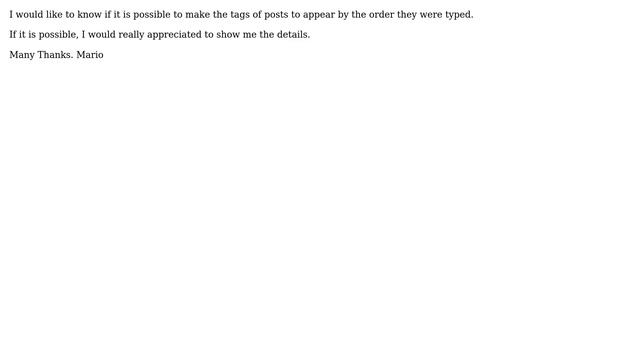 Wordpress: Order tags by the order they were typed смотреть онлайн