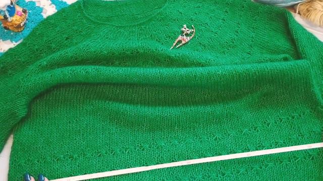 #готоваяработаджемперкруглаякокетка.Как я его вязала?Джемпер на круглой кокетке. Экспресс МК. смотреть онлайн