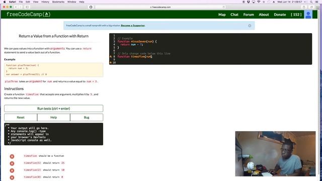 Return a Value from a Function with Return | JavaScript Tutorial | FreeCodeCamp смотреть онлайн