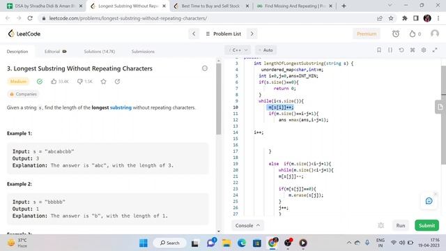 Longest substring without character repeat | c++ | String смотреть онлайн