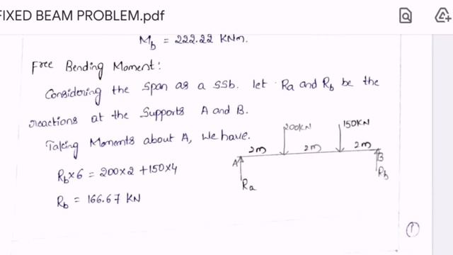 Fixed Beam Solved Problem 1 | JNTUH Structural Analysis-I