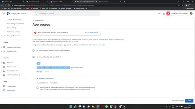 Need login credentials for app review. google play console rejected app from play store смотреть онлайн