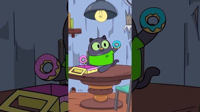 Жадный кот( #мультик #милыйкот #пончик #еда