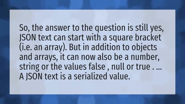 Can JSON start with Array? смотреть онлайн