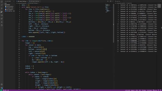 Python Solution - Advent of Code 2022 - Day 15 - Part 2 - Beacon Exclusion Zone смотреть онлайн
