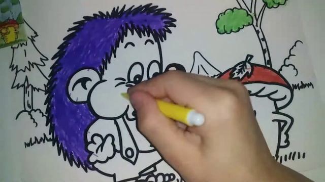 #раскраска #бархатная_раскраска #еж #гриб #рисунок смотреть онлайн