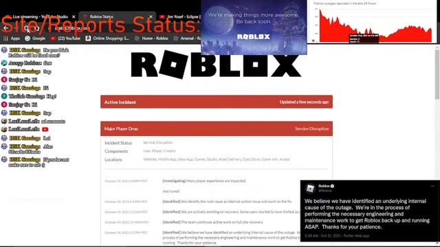 ROBLOX STATUS LIVE//ALMOST FIXED!!?! (Roblox Outage Status Live)