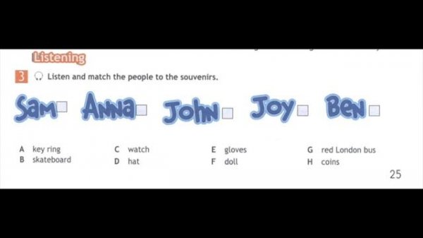 Spotlight 5 Workbook Audio Ex. 3, p. 25