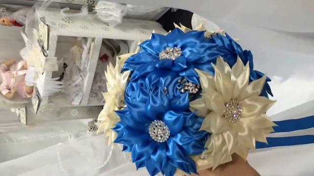 BROOCH BOUQUET / БРОШЬ БУКЕТЫ, Букеты из лент, Букеты из ткани , букет невесты из синих цветов смотреть онлайн