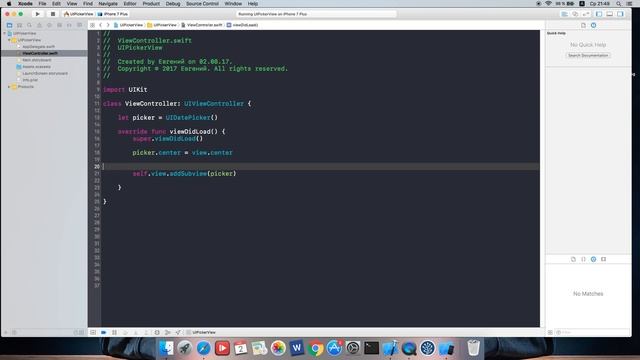 Swift c нуля: UIKit урок 5 - UIPickerView,UIDataPicker,Date,TimerDownCount, picker смотреть онлайн